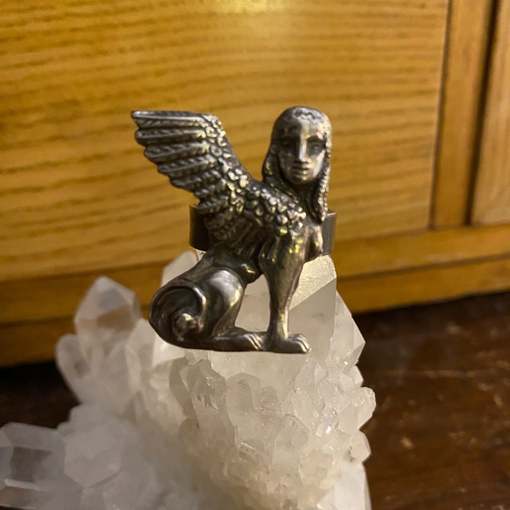 Bring Me My Battle Axe Sterling Silver Sphinx Ring Size 9